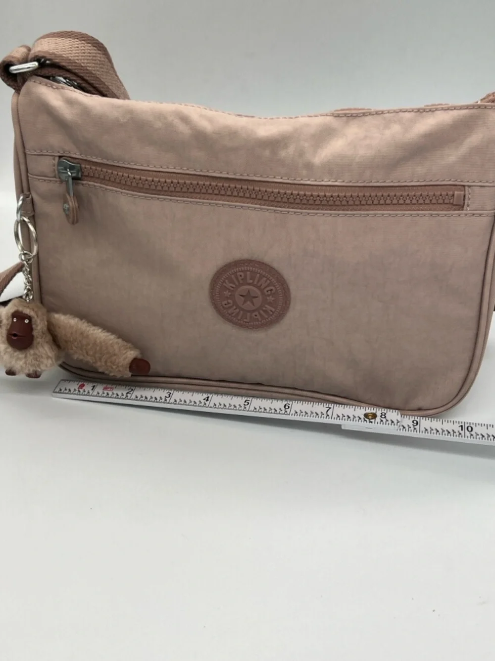 Kipling Soft Blush Pink Crossbody Bag with Monkey Charm
